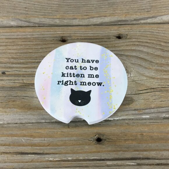 Funny Cat Lover Car Coasters Set of 2 - Picture 2 of 7